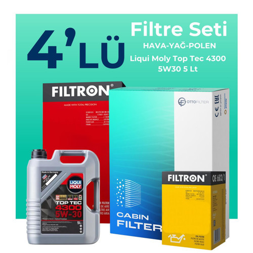 Renault Clio 1.0 Benzin SCe Filtre Bakım Seti Liqui Moly Motor Yağlı (2019-2024) 4 Lü