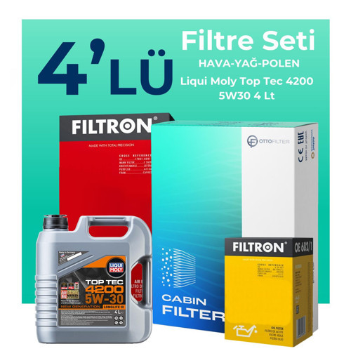 Volkswagen Jetta 1.4 TSi Filtre Bakım Seti Liqui Moly Motor Yağlı (2011-2015) 4 Lü