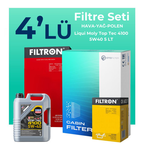 Renault Megane 1.2 Benzin TCe Filtre Bakım Seti Liqui Moly Motor Yağlı (2016-2019) 4 Lü