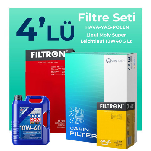 Renault Symbol 1.4 Benzin Filtre Bakım Seti Liqui Moly Motor Yağlı (2009-2013) 4 Lü