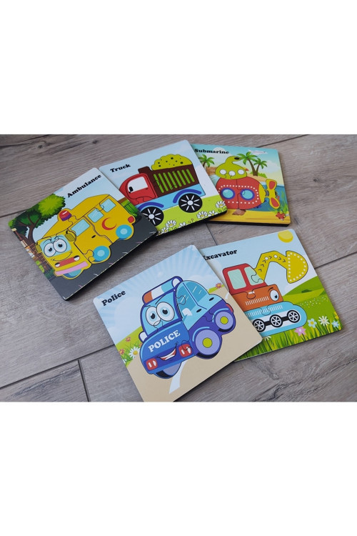 Mini 5'li Araçlar Ahşap Puzzle Seti