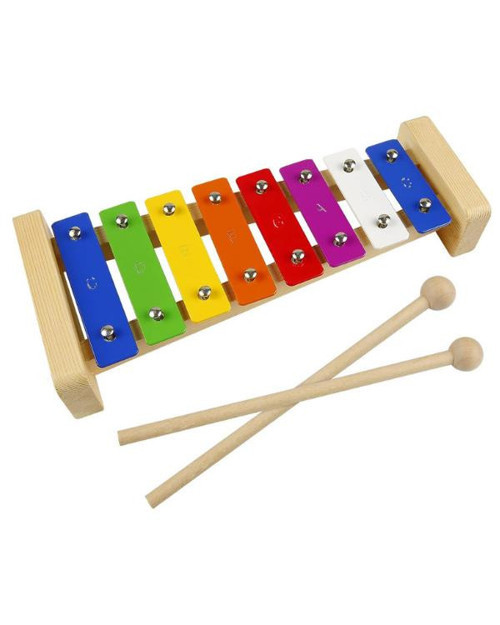 Renkli 8 Nota Bagetli Ahşap Ksilofon 26 cm