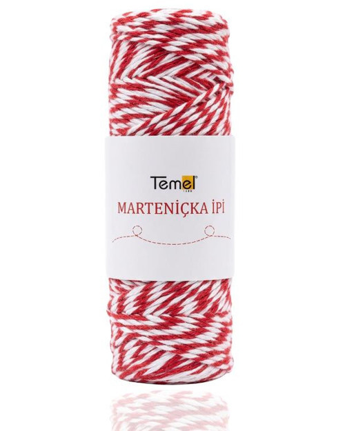 Marteniçka İpi Kırmızı Beyaz, 100 Metre 2 mm, Bileklik ve Hediye Paketleme İçin Dekoratif İp