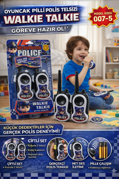 Pilli Polis Telsizi Walkie Talkie Çiftli Set Bas Konuş Özellikli