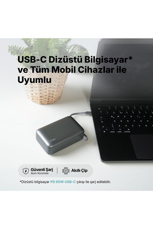 ReCharger Ultra LCD 30.000mAh PD 65W USB-C Dahili Kablolu Taşınabilir Hızlı Şarj Aleti/Powerbank 4