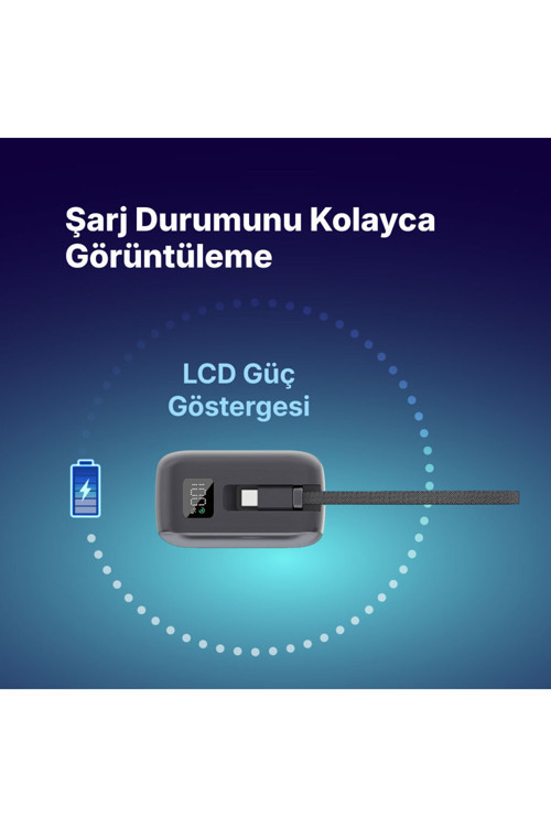 ReCharger Ultra LCD 30.000mAh PD 65W USB-C Dahili Kablolu Taşınabilir Hızlı Şarj Aleti/Powerbank 5