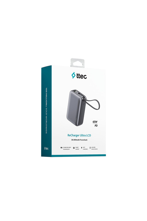 ReCharger Ultra LCD 30.000mAh PD 65W USB-C Dahili Kablolu Taşınabilir Hızlı Şarj Aleti/Powerbank 8