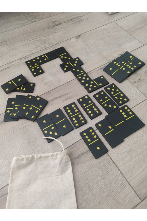Ahşap Yıldızlı Domino Büyük Boy 8 Cm * 4 Cm
