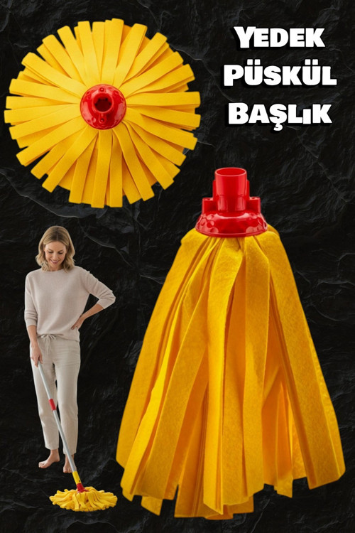 Klasik Sarı Ultra Kalın Mop Paspas Püskül Yedek Başlık 1 Adet