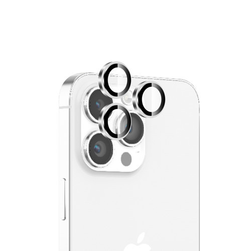 iPhone 15 / 15 Pro Max Safir Lens Koruyucu 3D Kamera Camı 9H Premium Lens Kapağı Beyaz Titanyum