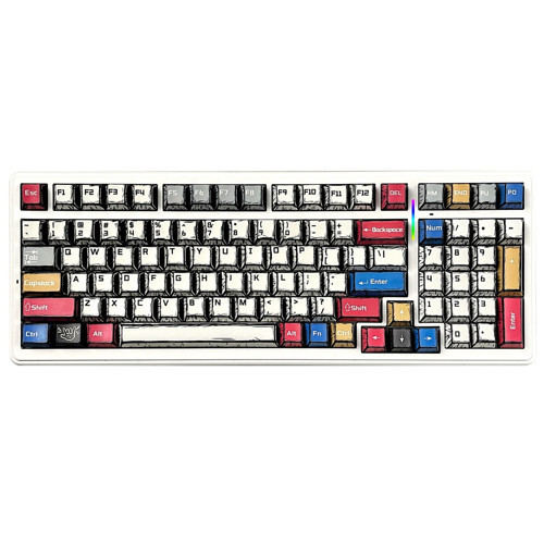 F99 3 Modlu RGB Hot Swap Mekanik GrayWood V3 Switch Kablosuz Makrolu Gaming Klavye Comic