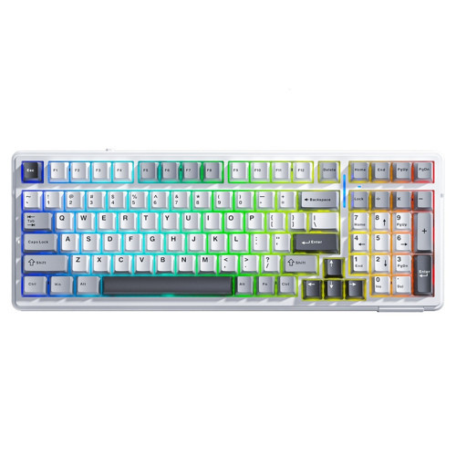 F99 3 Modlu RGB Hot Swap Mekanik Linear GrayWood V3 Switch Kablosuz Makrolu Klavye Gri