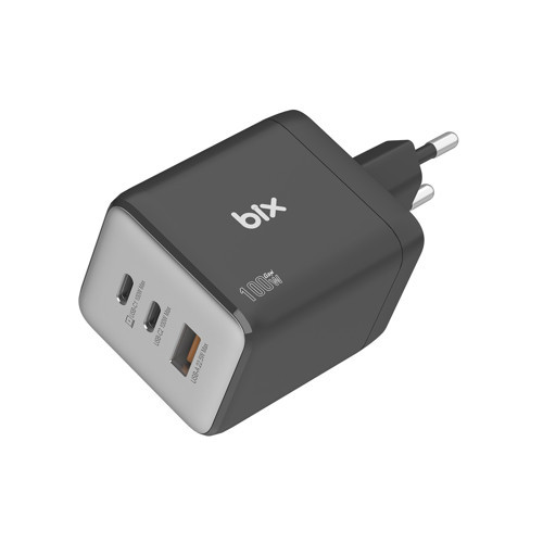 Bix 100W 3 Portlu Type-C + USB-A GaN Şarj Aleti iPhone & Macbook & Android Uyumlu PD 3.0 Hızlı Şarj Cihazı 6