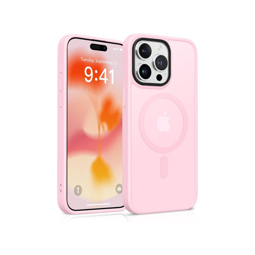 iPhone 14 Pro Max MagSafe Uyumlu Kılıf Tam Koruma Manyetik Darbe Emici Pembe