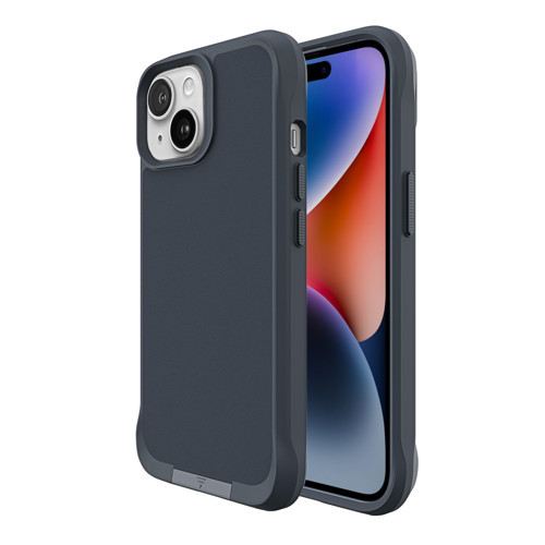 iPhone 15 Vortex MagSafe Kılıf Stand Özellikli 3X Korumalı Mikro Fiber İç Yüzey Gri Mavi