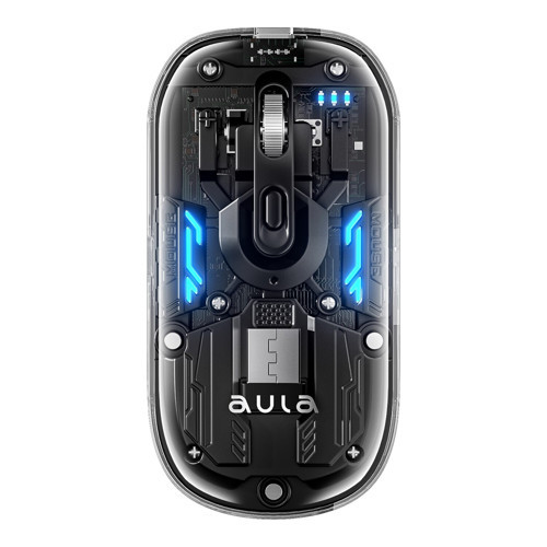 AM210 Dual Mode Bluetooth ve Kablosuz 1600DPI RGB Şeffaf Şarjlı Mouse