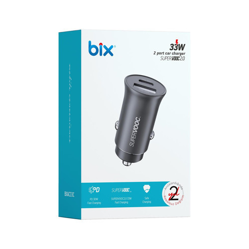 Bix 33W SuperVooc 2.0 Type-C PD ve USB-A Çift Portlu Araç içi Hızlı Şarj Cihazı 4