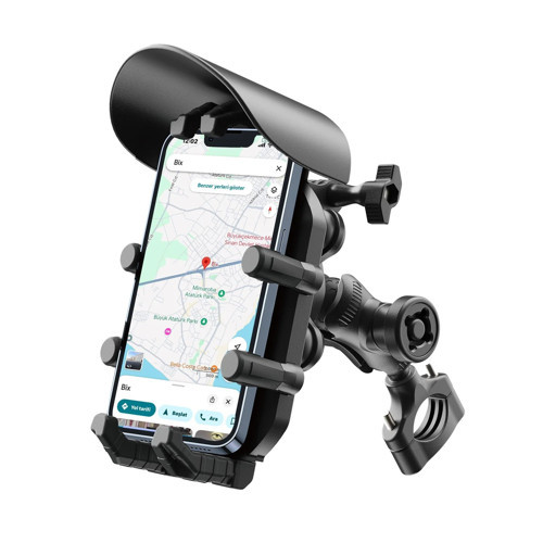 BPH05 Gidon Bağlantılı Güneş ve Yağmur Korumalı 360° Ayarlanabilir Motosiklet Telefon Tutucu