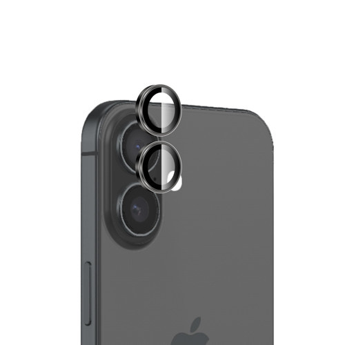 iPhone 16 / 16 Plus Lens Koruyucu Kamera Lensi 9H Gerçek Cam Crystal AR+AF Siyah