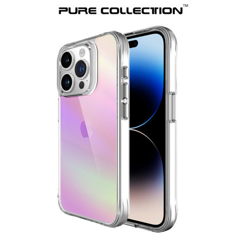 iPhone 15 Pro Pure Rainbow Renk Geçişli Şeffaf Kılıf Çizilmeye Dayanıklı Darbe Emici Pembe