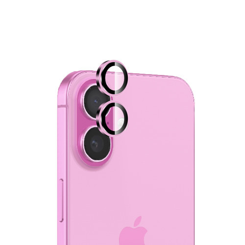 iPhone 16 / 16 Plus Safir Lens Koruyucu 3D Kamera Camı 9H Premium Lens Kapağı Pembe