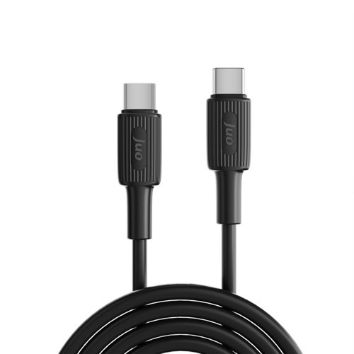 Juo 60W USB Type-C to Type-C Silikon Hızlı Şarj ve Data Kablosu Siyah 2 Metre 6