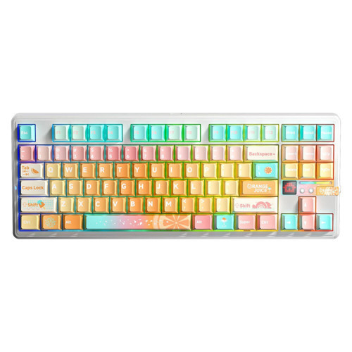 F87 PRO V2 Mekanik RGB TKL Meteor Ice Cream Switch Kablosuz Makrolu Hot Swap Klavye Orange Juice