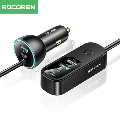 105W 6 Portlu Uzatma Kablolu 3*USB-A 3*Type-C Araç içi Hızlı Şarj Cihazı