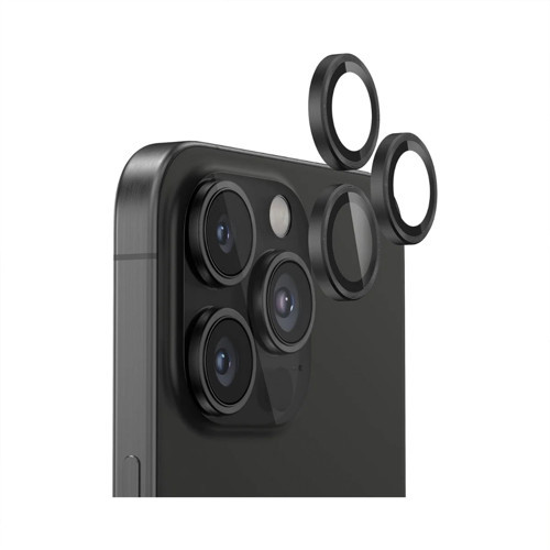 iPhone 16 Pro / 16 Pro Max Safir Lens Koruyucu 3D Kamera Camı 9H Premium Lens Kapağı Siyah Titanyum