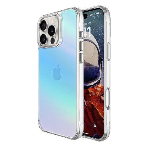iPhone 16 Pro Max Pure Rainbow Renk Geçişli Şeffaf Kılıf Çizilmeye Dayanıklı Darbe Emici Mavi