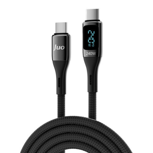 240W Dijital Led Ekranlı E-Mark Çipli PD 3.1 USB Type-C to Type-C Hızlı Şarj ve Data Kablosu 1 Metre