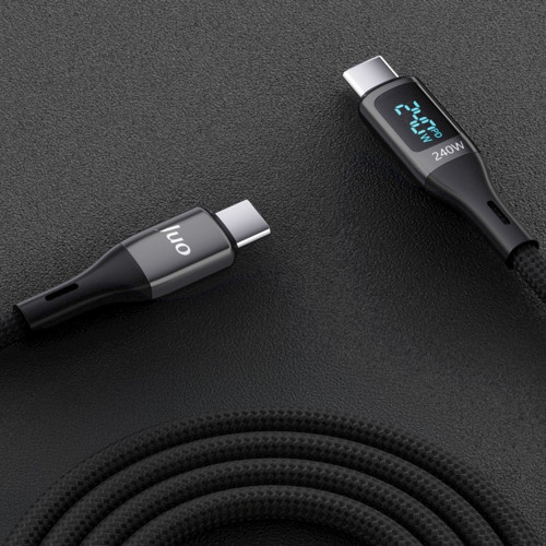 Juo 240W Dijital Led Ekranlı E-Mark Çipli PD 3.1 USB Type-C to Type-C Hızlı Şarj ve Data Kablosu 1 Metre 3