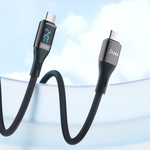 Juo 240W Dijital Led Ekranlı E-Mark Çipli PD 3.1 USB Type-C to Type-C Hızlı Şarj ve Data Kablosu 2 Metre 2