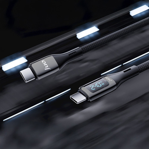 Juo 240W Dijital Led Ekranlı E-Mark Çipli PD 3.1 USB Type-C to Type-C Hızlı Şarj ve Data Kablosu 2 Metre 4