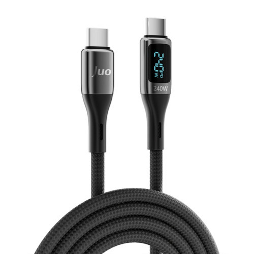 Juo 240W Dijital Led Ekranlı E-Mark Çipli PD 3.1 USB Type-C to Type-C Hızlı Şarj ve Data Kablosu 2 Metre 5