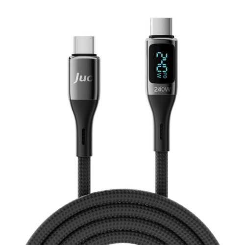 Juo 240W Dijital Led Ekranlı E-Mark Çipli PD 3.1 USB Type-C to Type-C Hızlı Şarj ve Data Kablosu 2 Metre 6