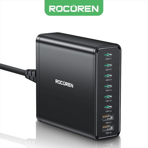 200W Gan 8 Portlu Şarj Cihazı 6*Type-C 2*Usb-A Macbook İphone Samsung Uyumlu Şarj İstasyonu
