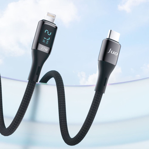 Juo 27W Dijital Led Ekranlı USB Type-C to Lightning iPhone iPad Hızlı Şarj ve Data Kablosu 1 Metre 2