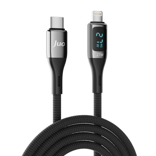 Juo 27W Dijital Led Ekranlı USB Type-C to Lightning iPhone iPad Hızlı Şarj ve Data Kablosu 1 Metre 5
