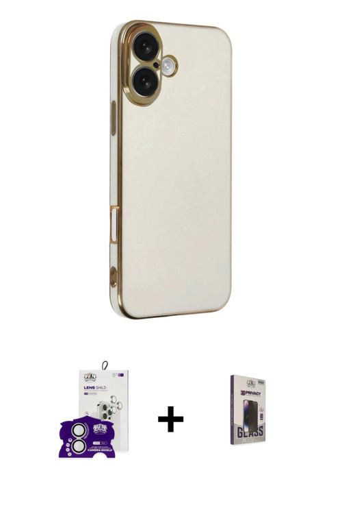 ieg™ iPhone 16 Kılıf Yankı Serisi - Siyah Bilvis Hayalet Cam Ekran Koruyucu + Gümüş Bilvis Titan Kam