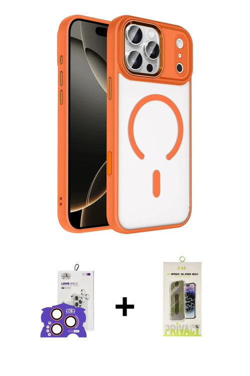 ieg™ iPhone 17 Pro Max Kılıf Kıvılcım Prime - Siyah Joko Magic 5D Hayalet Cam + Turuncu Bilvis Titan