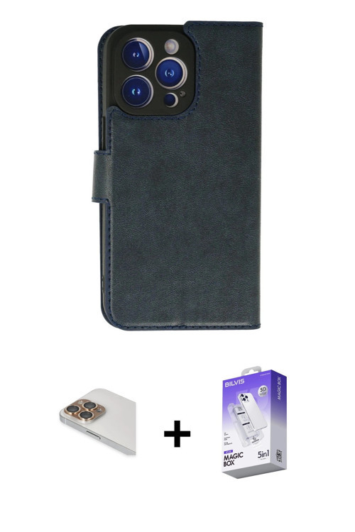 ieg™ iPhone 13 Pro Max Kılıf Siluet Işık Serisi - Siyah Bilvis 5in1 3D Magic Cam Ekran Koruyucu + Go