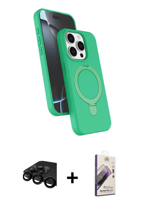 ieg™ iPhone 15 Pro Max Kılıf İz Işık Koleksiyonu - Siyah Bilvis 3D Mat Cam Ekran Koruyucu + Siyah Ra