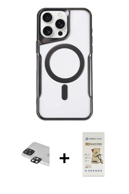 ieg™ iPhone 11 Pro Max Kılıf Yadigar Klasik Özel Seri - Siyah Mat Seramik Nano Ekran Koruyucu + Siya