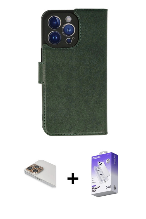 ieg™ iPhone 13 Pro Max Kılıf Siluet Işık Serisi - Siyah Bilvis 5in1 3D Magic Cam Ekran Koruyucu + Go