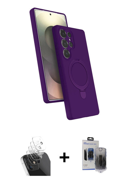 ieg™ Galaxy S24 Ultra Kılıf İz Işık Koleksiyonu - Siyah Vanessa Magic Hayalet Cam + Şeffaf Kamera Le