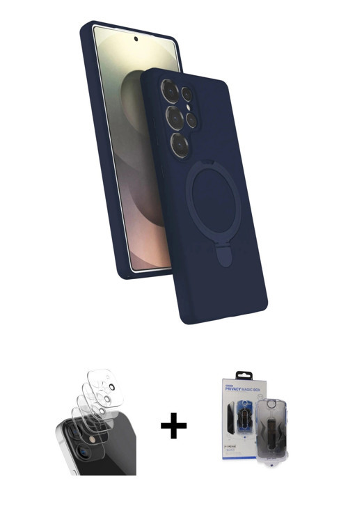 ieg™ Galaxy S24 Ultra Kılıf İz Işık Koleksiyonu - Siyah Vanessa Magic Hayalet Cam + Şeffaf Kamera Le