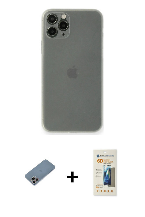ieg™ iPhone 11 Pro Kılıf Yadigar Yansıma Serisi - Siyah 6D Mat Seramik Hayalet Nano Ekran Koruyucu +