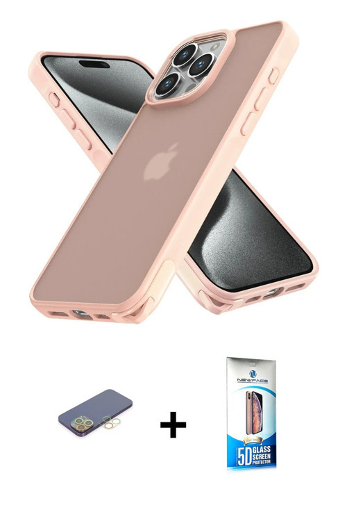 ieg™ iPhone 12 Pro Max Kılıf Atlas Form - Siyah 5D Eko Cam Ekran Koruyucu + Sarı Renkli Kamera Lens