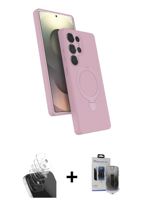 ieg™ Galaxy S24 Ultra Kılıf İz Işık Koleksiyonu - Siyah Vanessa Magic Hayalet Cam + Şeffaf Kamera Le
